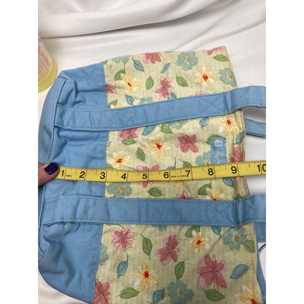 Longaberger Quilted Floral Tote Bag‎ – Blue Trim & Handles - Picture 8 of 9